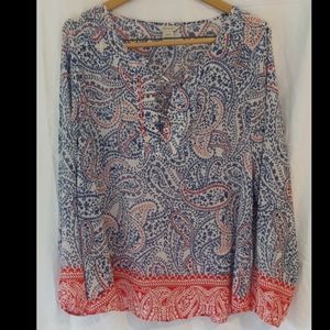 Ariat Paisley Lace-Up Tunic Blouse Sz L